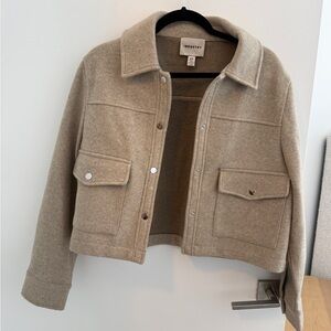 Industry Tan Utility Jacket Cropped Wool Blend Size M Like New